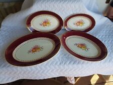 Set of 4 Vintage 1950s Royal Harvey (Gibson) #392 Burgundy Oval Serving Plates