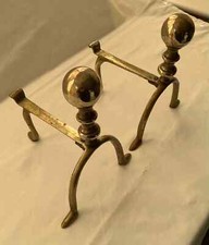 Pair of Vintage Brass Fire