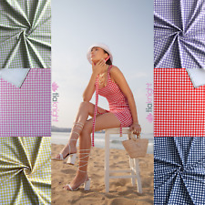 Luxe Heavy Matt Lycra 4 Way Stretch Dressmaking Swim Fabric- Gingham SQ882