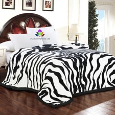 ZEBRA Mink Super Soft Faux Fur Animal Skins Blanket Sofa Bed Throw Double & King