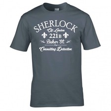 SHERLOCK HOLMES 221B BAKER ST "CONSULTING DETECTIVE" T SHIRT NEW