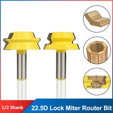 2PCS Lock Miter Router Bit Trimmer Milling Woodworking Joint Tenon Cutter