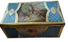 Vintage Rare Macfarlane Lang & Co Tin, Garden Scene & Blue And Flower Decoration