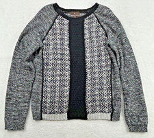 Fenn Wright Manson Sweater Women XL Black Gray White Fair Isle Geo Wool Blend