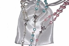 Rosary Beads Pearl Heart Rosary Necklace Catholic Prayer Bead Gift Bag Christian