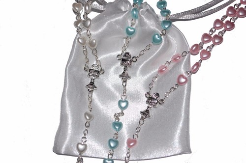 Rosary beads pearl - pearl, heart