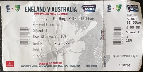 Ticket stub england v - stub,,
