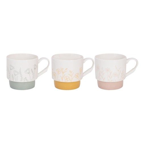 Stackable flower coffee mugs - stackable,
