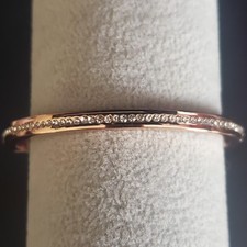 Kate Spade New York Ring It Up Narrow Hinged Bangle Rose Gold Clear Crystals