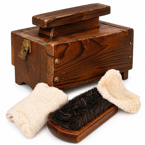 Vintage wooden shoe shine - vintage,
