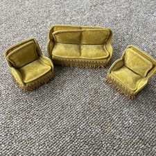 Vintage Dolls House Sofa And Chairs 