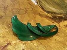 Finn Jensen Sterling Silver 925S & Green Enamel Norway Foldover Pin or Brooch