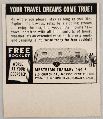 1956 print airstream travel - 1956, ad
