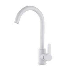 White Sink Tap Kitchen Brass