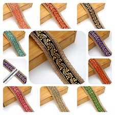 FCL 1 Mtr Embroidery Zari Stonework Saree Border Lace Trim Wedding Embellish