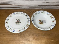 Lord Nelson Ware Victorian 1930s Vintage Plate & Bowl Set Nursery Rhymes VGC