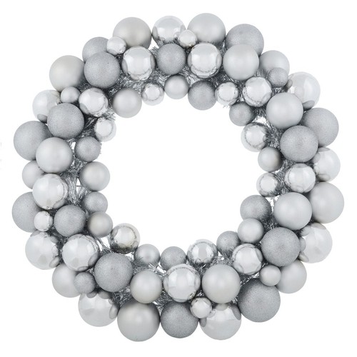 Large silver christmas bauble - silver,