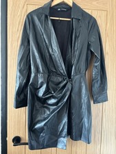 Zara Black Faux Leather Draped