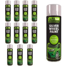 Autotek Silver Wheel Aerosol Spray Paint Durable Finish 500ml x12