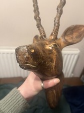 Deer Stag Antlers Head Ornament Wall Plaque Metal Horns 