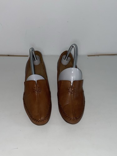 Brown leather loafers with - with, a