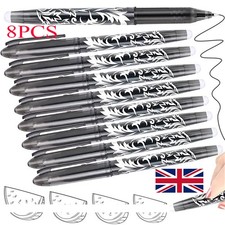 8X Black Erasable Pens Rub Out