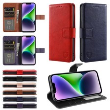 Leather Wallet Flip Case Cover Stand Card Holder For All iPhone 16,15,14,13,12