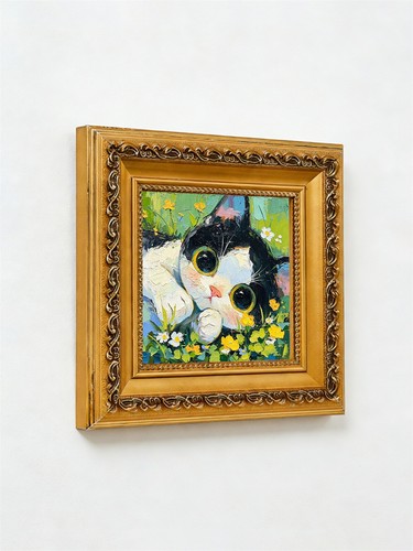 Big eye tuxedo cat - eye, wildflower