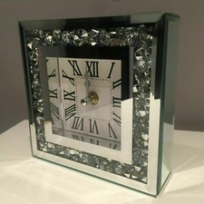 15cm LOOSE DIAMANTE MANTLE TABLE CLOCK ROMAN NUMBER MIRRORED MANTEL CLOCK NEW