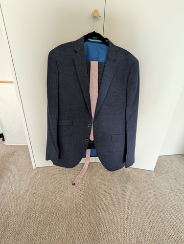 Tailored fit navy linen blend - navy,