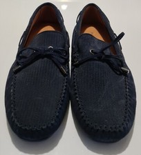 Zara Man Suede Leather Slip-on  Moccasin Loafers Driving Shoes Navy uk 6.5 eu 40