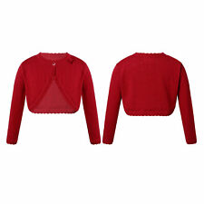 Kids Girls Long Sleeve Bolero Shrug Flower Girl Dress Cover Up Knitted Cardigan