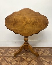 Stunning Antique Style Elm Tilt Top Table With Shaped Top & Carved Tripod Base