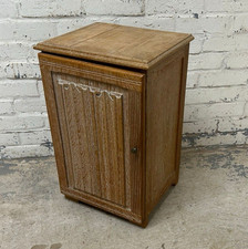 Antique Style Limed Oak Linenfold Bedside Cabinet Bedside Cupboard (Can Deliver)