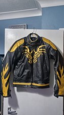 DRAGON FIRE Leather Motorcycle Biker Jacket 40" Scott Collection Gold Ninja Rare