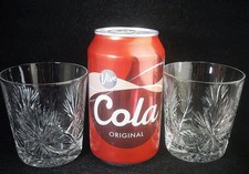 Pair of Edinburgh Crystal STAR OF EDINBURGH Whisky Tumbler Glasses 3"h (signed)