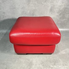 Red Land Of Leather Ottoman Footstool Retro Padded Pouffe Cube Seat Living Room