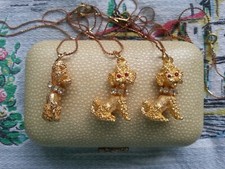 POODLE DOG  CHARM 1970s era movable collar USA-import vintage gold-tone pendant