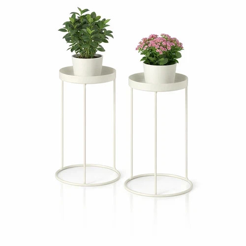 Decorative white metal plant - white,