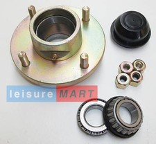 4" PCD Trailer Wheel Hub Taper Bearing 4 stud Complete with Nuts and Dust Caps