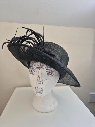 Women black occasion hat - black,