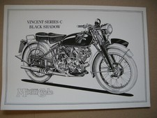 Print of Vincent Black Shadow "series C" from The classic Motor Cycle. Size A4