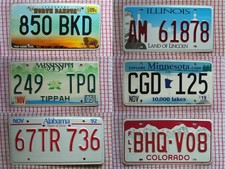 JOB LOT SET OF 6 COLOUFUL AMERICAN LICENSE LICENCE NUMBER PLATES #6Col