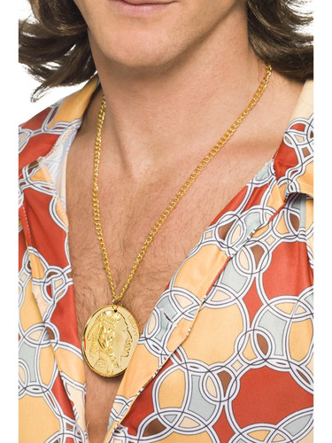 Gold metal medallion chain - gold,