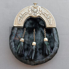 Kilts For Men CALF SKIN SOLID BLACK SPORRAN  Handmade sporran For Sale