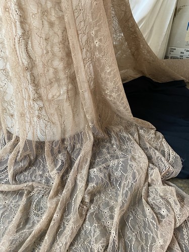 Rose taupe corded stretch lace - corded,