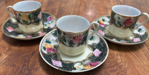 Vintage green demitasse cups - 3,