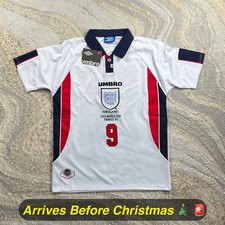 🚨 LAST ONE | England Umbro 1998 Home Final Retro T-Shirt | Shearer #9 ⭐️ | M ✅