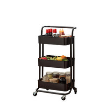 3 Tier Storage Cart On Wheels Home Kitchen Office Bath-Bedroom Organiser Black