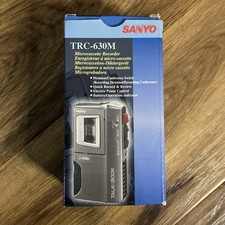 Vintage Sanyo Micro cassette Retro Voice Recorder Dictaphone Boxed 2 Tapes Box